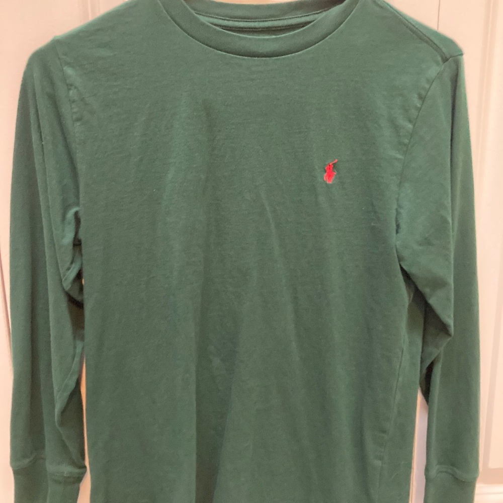 Polo Ralph Lauren boys medium (10-12) forest green long sleeve cotton tee.